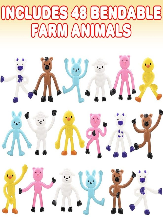 ArtCreativity Mini Bendable Farm Animal Toys, Set of 48, Barnyard Animal Toys for Kids in 6 Designs, Portable Stress Relief Toy for Kids, Barn Birthday Party Favors and Pinata Stuffers - Image 2